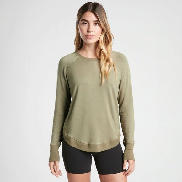 Athleta | Mindset Crewneck Sweatshirt in Shadow Olive Size Medium - Picture 1 of 6